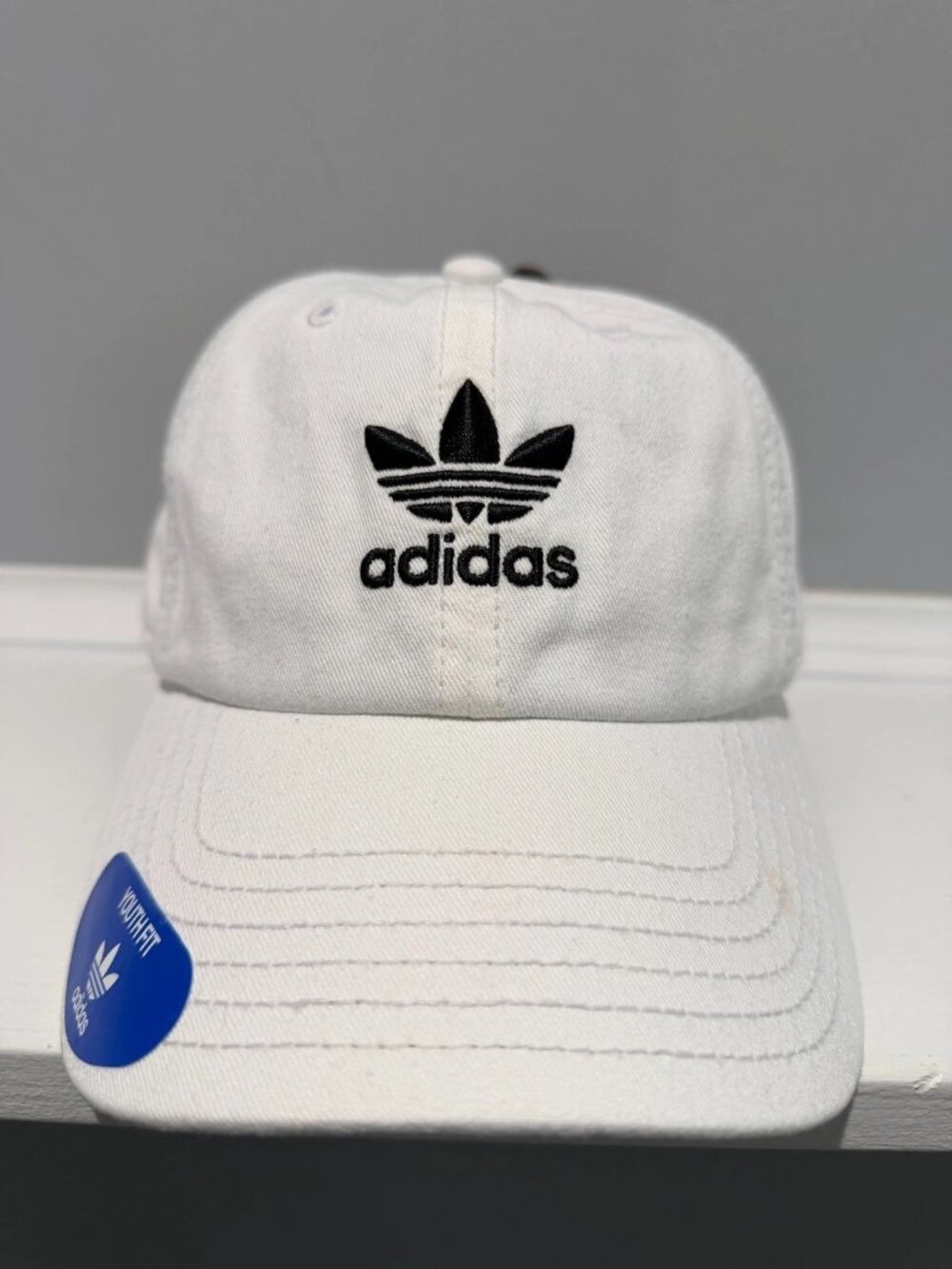 Adidas Originals Youth Washed Relaxed Hat - white color